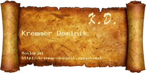 Kremmer Dominik névjegykártya
